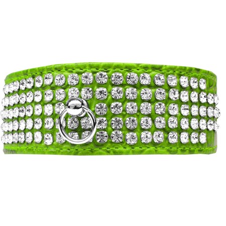 Mirage Pet Products 5 Row Rhinestone Designer Croc Dog CollarLime Green Size 16 82-24-LGC16